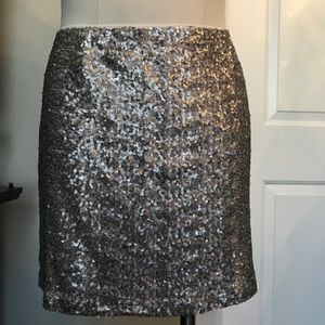 Sequin Mini Skirt Silver